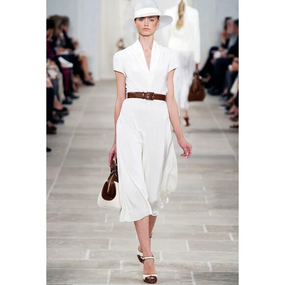 Ralph Lauren Collection Silk Dress 10 Runway 2009 White Short Sleeve Carrie SATC - Picture 2 of 16
